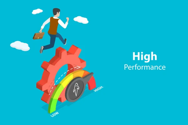 Yüksek Performansın 3B Isometric Düz Vektör Kavramsal İllüstrasyonu — Stok Vektör