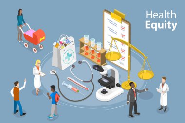 3D Isometric Flat Vector Conceptual Illustration of Health Equity clipart
