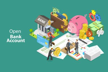 Açık Banka Hesabının 3B Isometric Düz Vektör Kavramsal ResmiComment