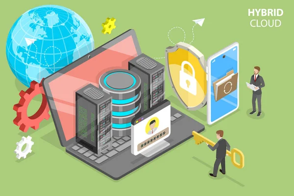3D Isometrisk platt vektor Konceptuell illustration av hybridmoln — Stock vektor