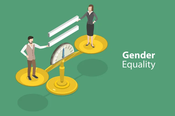 Isometryczne 3D płaskie wektor koncepcyjny Ilustracja równouprawnienia płci — Wektor stockowy