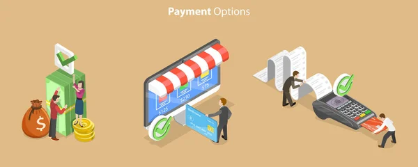 Isometric Flat Vector Conceptual Illustration Payment Options Security Financial Transactions — 스톡 벡터