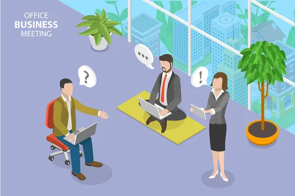 Isometrische Platte Vector Conceptuele Illustratie Van Office Business Meeting Team — Stockvector