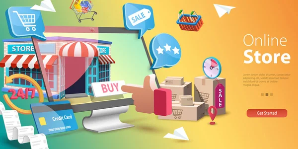 Illustrazione Concettuale Vettoriale Negozio Online Shopping Digitale Consegna — Vettoriale Stock