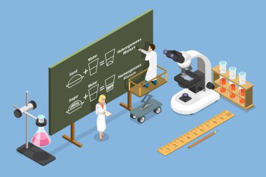 3D Isometric Flat Vector Conceptual Illustration of Homogeneous And Heterogeneous Mixtures, Chemistry and Education