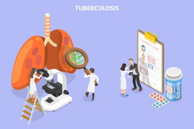 3D Isometric Flat Vector Conceptual Illustration of Tuberculosis, Respiratory Contagious Viral Infection
