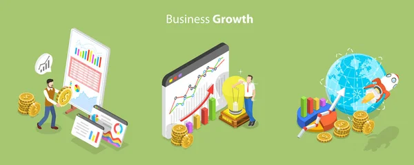 Isometric Flat Vector Conceptual Illustration Business Growth Online Trading Technologies — Archivo Imágenes Vectoriales