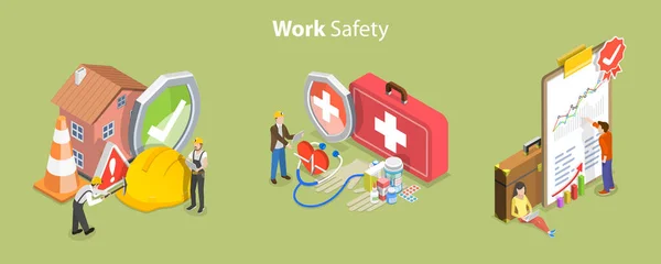Isometric Flat Vector Conceptual Illustration Safety Work Hse Health Safety — ストックベクタ