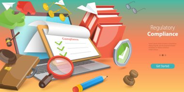 3D Vector Conceptual Illustration of Regulatory Compliance, Comply with Laws, Policies and Regulations