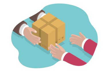 3D Isometric Flat Vector Conceptual Illustration of Parcel Delivery, E-commerce and Anline Shopping