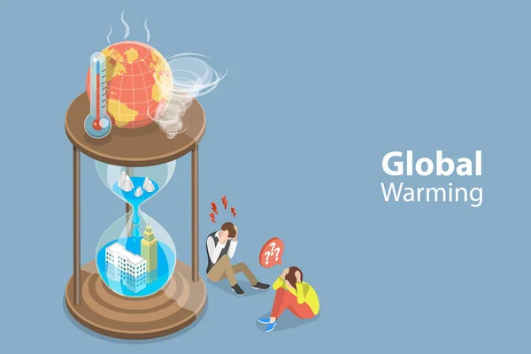 Концептуальная Иллюстрация Глобального Потепления Загрязнения Воздуха Изменения Климата Трехмерной Изометрической — стоковый вектор