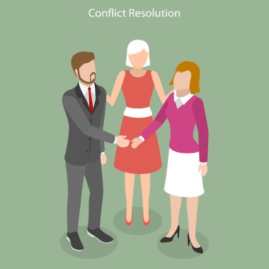 3D Isometric Flat Vector Conceptual Illustration of Conflict Resolution, Searching for Compromise clipart