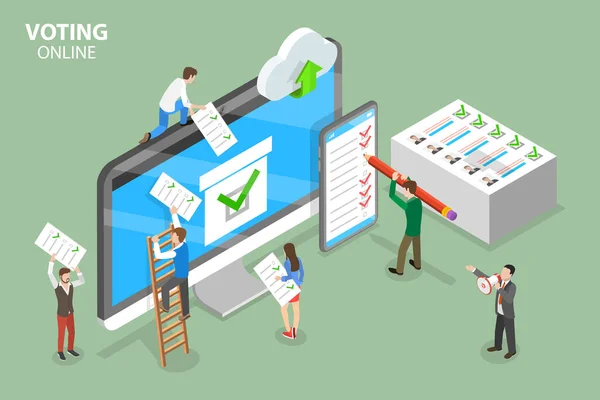 Isometric Flat Vector Conceptual Illustration Voting Online Voting Election Internet — Vector de stock