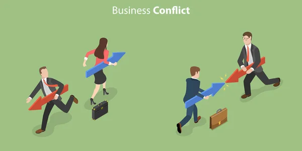 Isometric Flat Vector Conceptual Illustration Business Conflict Rivalry Business Competition — Stockvektor