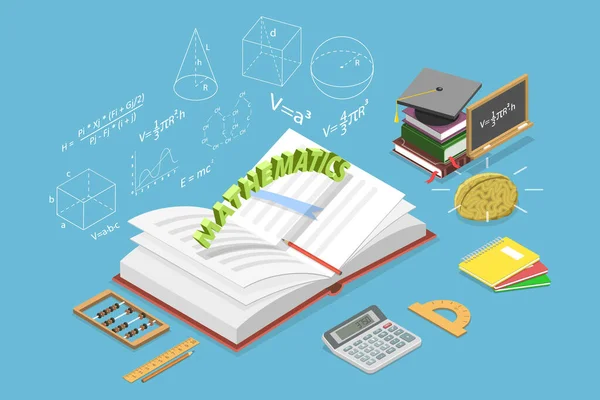 Ισομετρική Επίπεδη Διανυσματική Εννοιολογική Απεικόνιση Των Μαθηματικών Σχολείο Και Την — Διανυσματικό Αρχείο
