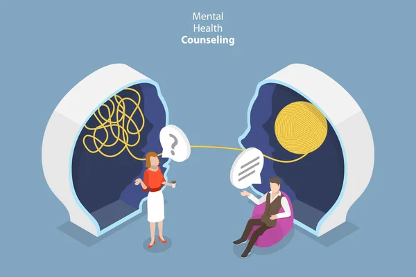 Ισομετρική Επίπεδη Διανυσματική Εννοιολογική Απεικόνιση Της Ψυχικής Υγείας Συμβουλευτική Ψυχολογική — Διανυσματικό Αρχείο