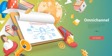 Omnichannel 'in 3B Vektör Kavramsal Resimleri, Çevrimiçi Pazarlama