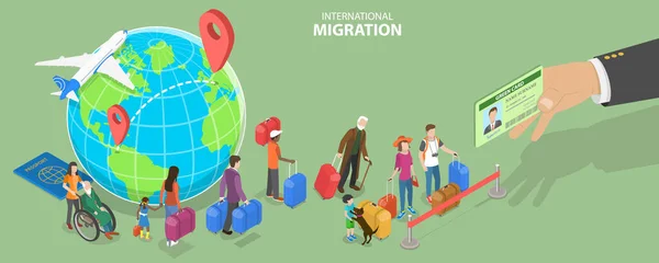 Isometrisk Platt Vektor Konceptuell Illustration Internationell Migration Flyktingkris — Stock vektor
