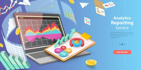 Vector Conceptual Illustration Analytics Reporting Service Analiza Faty Finansowej — Wektor stockowy