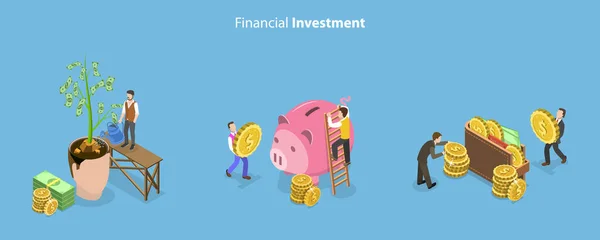 Isometric Flat Vector Conceptual Illustration Financial Investment Business Growth Commerce — Stockový vektor