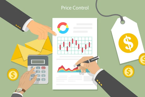 Flat Vector Conceptual Illustration Price Control Strategy Financial Management Service — стоковий вектор