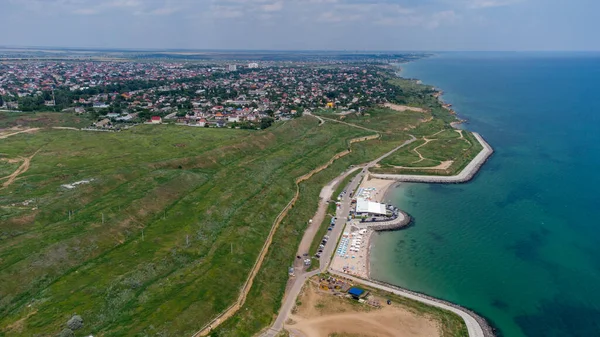 Pantai Yang Indah Laut Hitam Pemandangan Udara Odessa Ukraina — Stok Foto