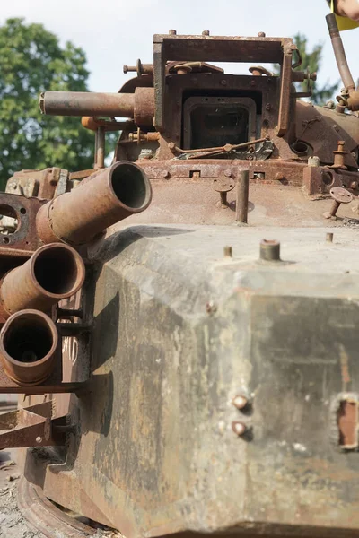 Zniszczyłem Wojskowy Technika Rosyjski Armia Wojna Ukraina Ciężki Zbiornik T90A — Zdjęcie stockowe