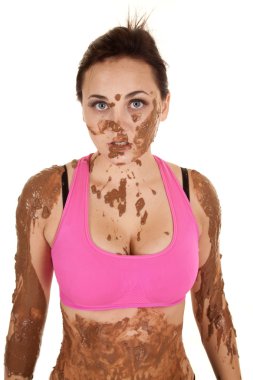 Kadın pembe spor top çamur bakışları
