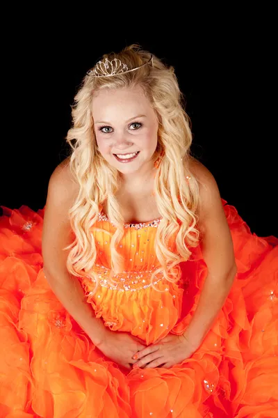 Orange dress look up — Stock Photo, Image