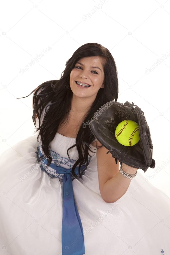 Pictures softball in dresses Softball prom dress — Stock Photo