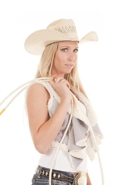 Cowgirl rope looking — Stock Photo, Image