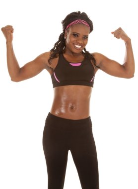 kadını gösteren kaslar gülümse