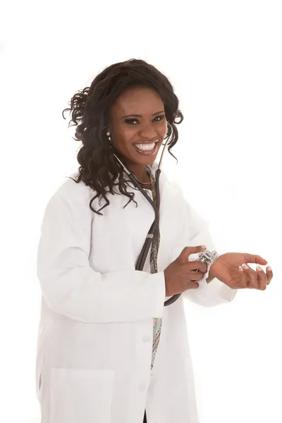 African doctor stethoscope arm — Stock Photo, Image