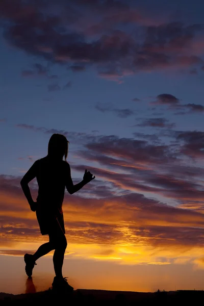 Silhouette woman running — Stock Photo, Image