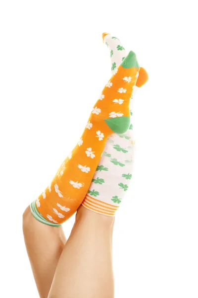 Socks orange green crossed — Stock Photo, Image