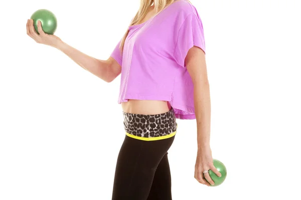 Corpo de mulher rosa top bolas verdes — Fotografia de Stock