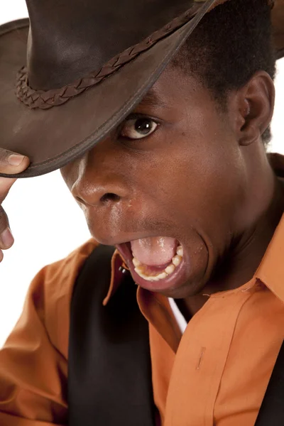 Africano vaquero expresión divertida — Foto de Stock