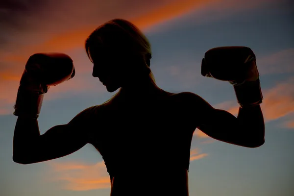 Silhouette boxer flexing — Stock Photo, Image