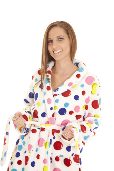 Vrouw gewaad polka dot stropdas — Stockfoto