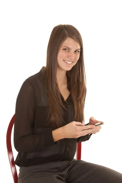 Glimlach texting — Stockfoto