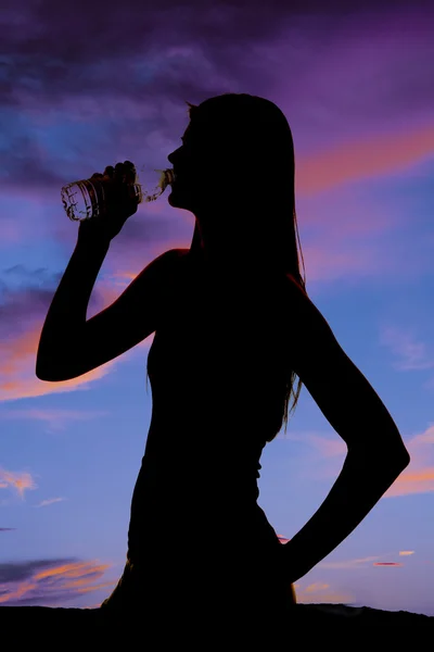 Silhouet water drinken — Stockfoto