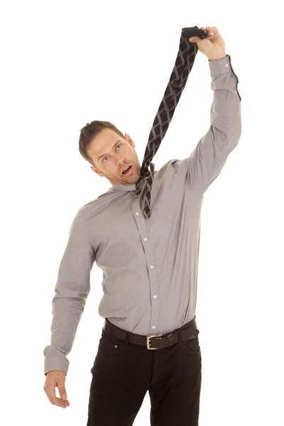 Man pull up on tie — Stock Photo, Image