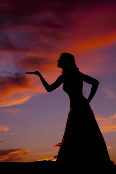 Silhouette woman blow kiss — Stock Photo, Image