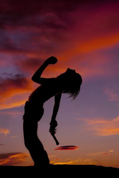 Femme avec silhouette pistolet dos maigre — Photo