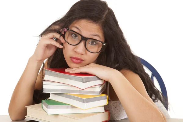 Asiatico donna su libri occhiali — Foto Stock