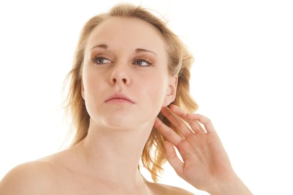 Woman hair blow hand by head — Stock Photo, Image