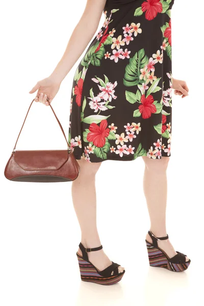 Flower dress purse legs — Stock Photo, Image