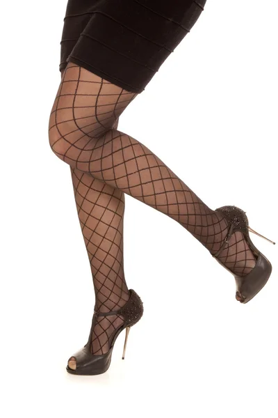 Mujer piernas negro uno hasta — Foto de Stock