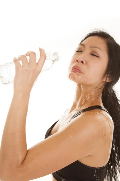 Asian woman fitness not like water — Stock Photo, Image