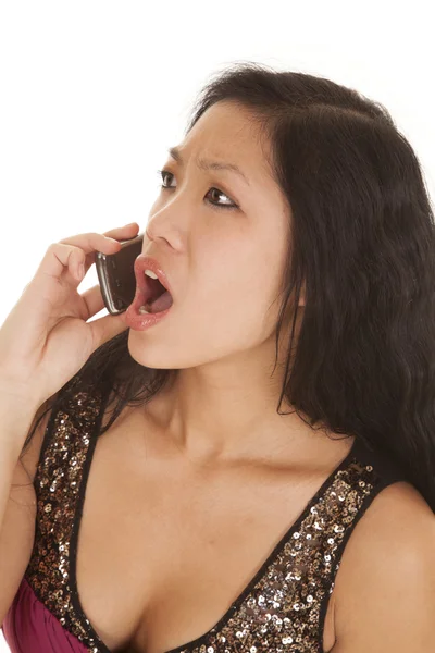 Asiatico donna telefono pazzo — Foto Stock